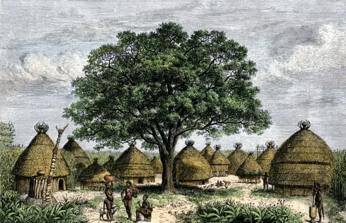 Framed Print : Native village in the valley of the Congo River Framed Print : Native village in the valley of the Congo River