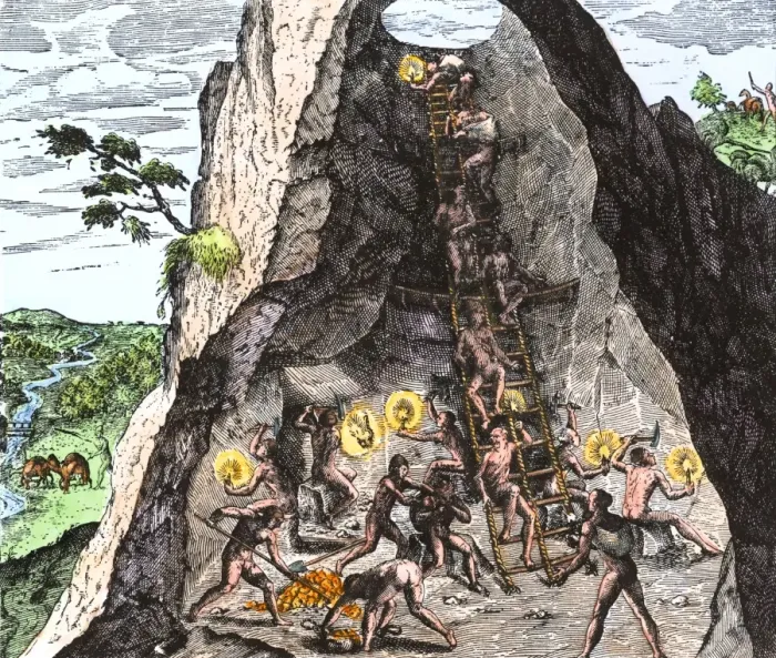 Framed Print : Natives working in the Spanish mines of Mexico Framed Print : Natives working in the Spanish mines of Mexico