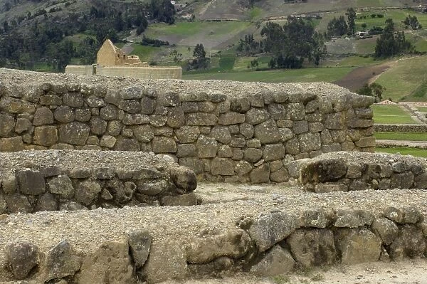 NATL2D-00009. Ruins of Inca city and Temple of the Sun at Ingapirca in the Andes Mountains