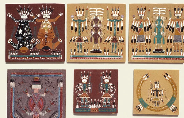 Navajo sand paintings preserved on tiles