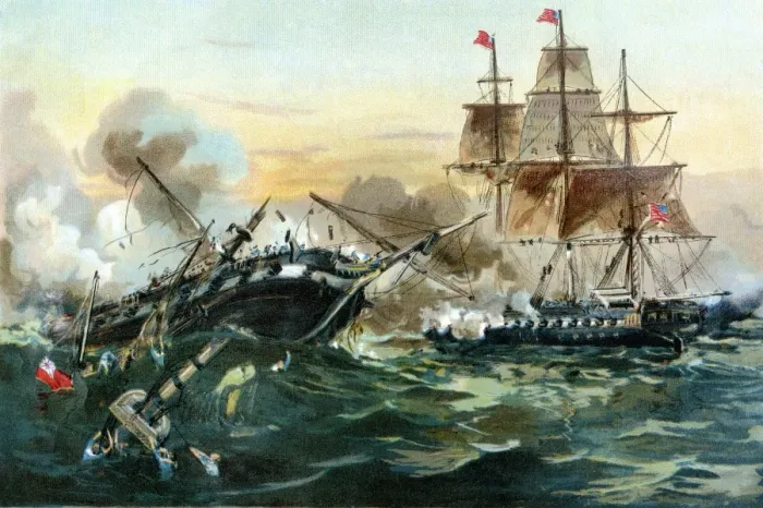 Framed Print : Naval duel between the frigate USS Constitution Framed Print : Naval duel between the frigate USS Constitution