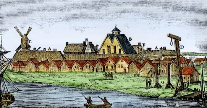 Framed Print : New Amsterdam in the mid-1600s Framed Print : New Amsterdam in the mid-1600s