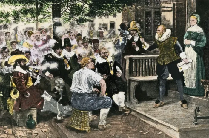 Framed Print : New Netherlands Governor Kieft lecturing his subjects on tobacco Framed Print : New Netherlands Governor Kieft lecturing his subjects on tobacco