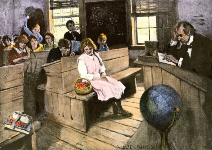 Framed Print : New pupil in a one-room school Framed Print : New pupil in a one-room school
