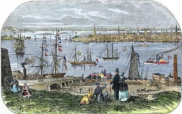 New York harbor, 1850s (Print #5884195). Framed Photos, Cards