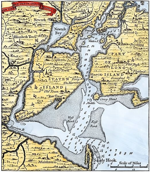 New York harbor chart, 1733