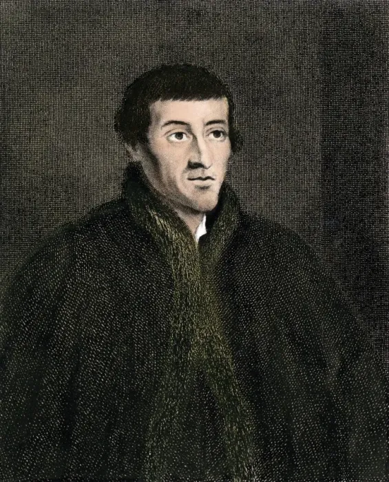 Framed Print : Nicolaus Copernicus. Hand-colored engraving of a portrait Framed Print : Nicolaus Copernicus. Hand-colored engraving of a portrait