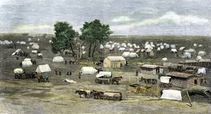 Framed Print : Oklahoma City settlement during the Land Rush, 1889 Framed Print : Oklahoma City settlement during the Land Rush, 1889