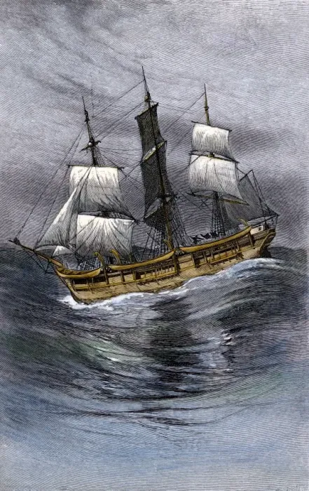 Framed Print : Old wooden whaling-ship under sail