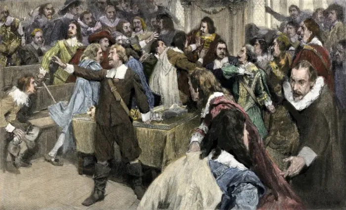 Framed Print : Oliver Cromwell making his first speech in Parliament Framed Print : Oliver Cromwell making his first speech in Parliament