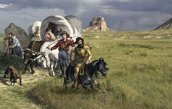 Oregon Trail pioneers on the Great Plains