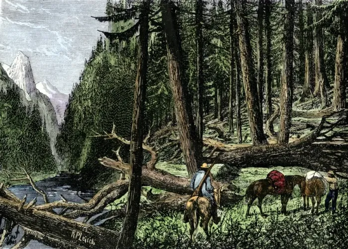 Framed Print : Pack train of traders in the Rocky Mountains Framed Print : Pack train of traders in the Rocky Mountains