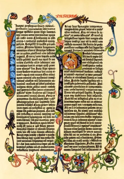 Framed Print : Page of Gutenbergs 42-line Bible