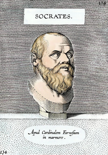 PANC2A-00032. Socrates.. Hand colored 17th-century engraving