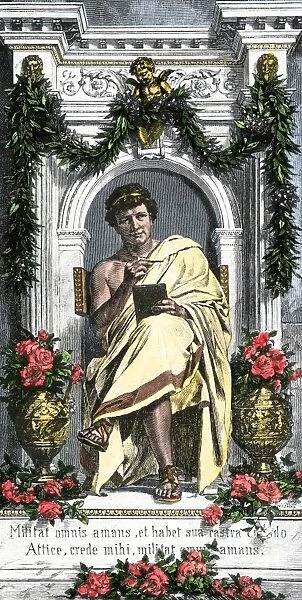 PANC2A-00055. Ovid, the Roman poet.. Hand-colored engraving of a 19th-century illustration