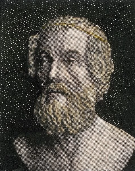 PANC2A-00071. Homer, the Greek poet.. Hand-colored 19th-century halftone