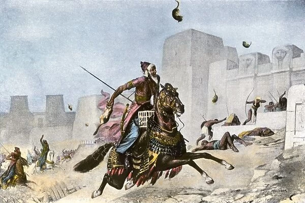 PANC2A-00083. Persians hurling cats at Pelusium's defenders during Cambyses