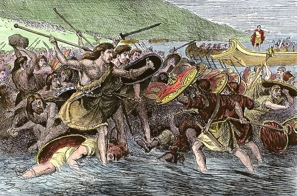 PANC2A-00100. Roman army of Julius Caesar landing in Britain, circa 55 A.D.