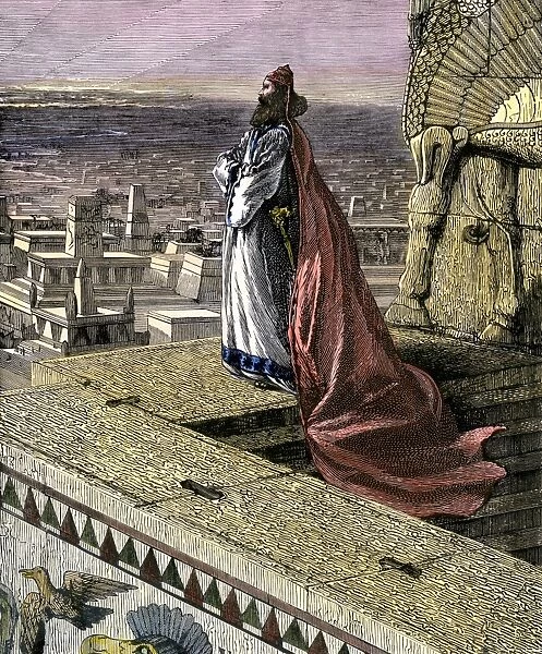 PANC2A-00101. King Nebuchadnezzar II overlooking the city of Babylon, 7th century BC.