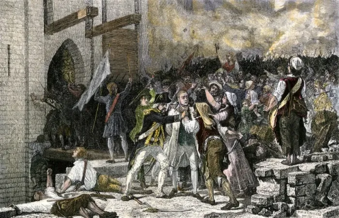 Framed Print : Parisians liberating prisoners after storming the Bastille during the French