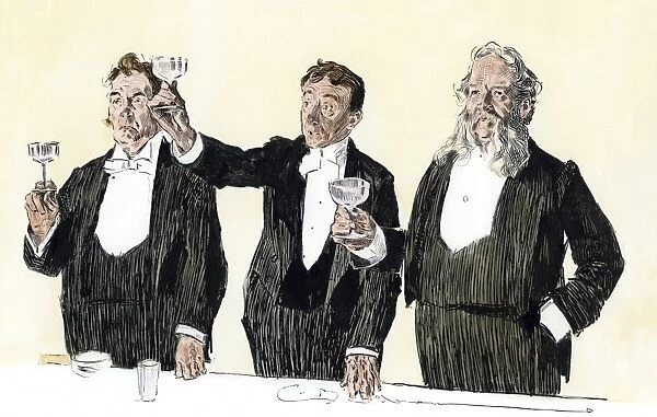PART2A-00016. Gentlemen's toast to 'The Queen, ' England, 1890s.