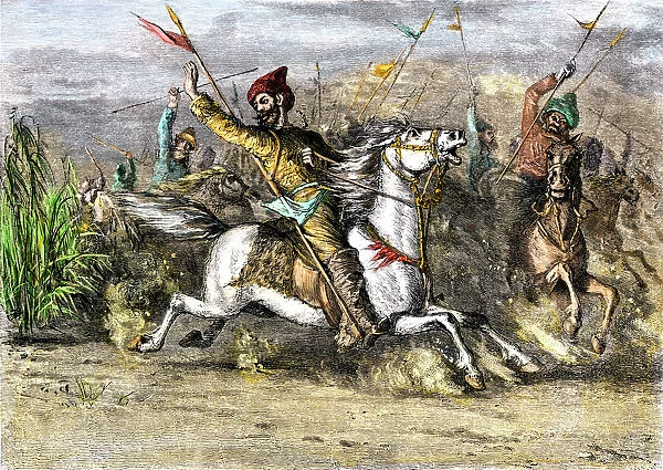 PASI2A-00001. Genghis Khan leading the Mongols.