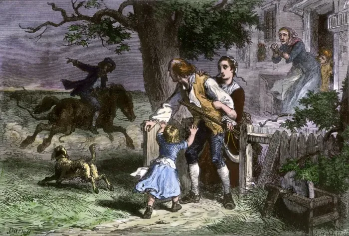 Framed Print : Paul Revere calling the Lexington Minutemen to arms Framed Print : Paul Revere calling the Lexington Minutemen to arms