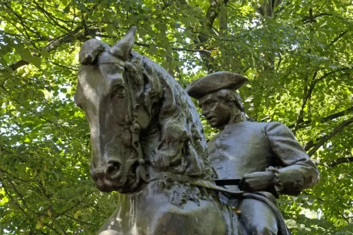 Framed Print : Paul Revere statue near Old North Church in Boston