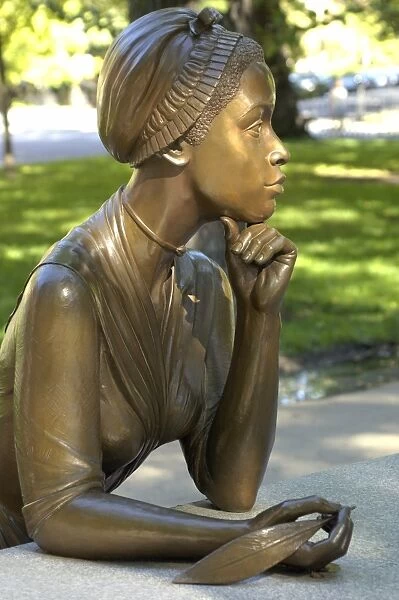PBLA2D-00007. Phyllis Wheatley statue, Boston Women's Memorial.. Digital photograph