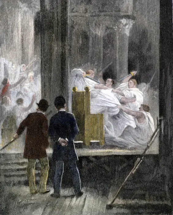 Framed Print : Performance of Shakespeares Julius Caesar, 1880s Framed Print : Performance of Shakespeares Julius Caesar, 1880s