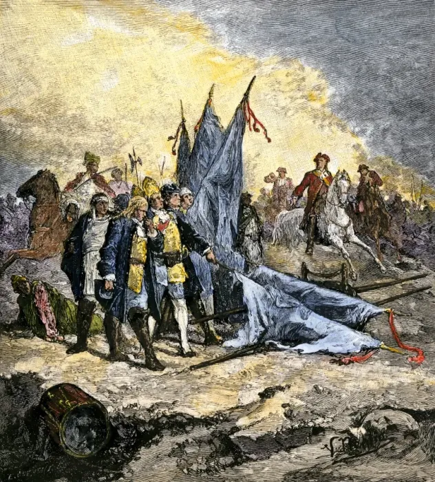 Framed Print : Peter the Great commanding the Russian army against the Swedes at the Battle of
