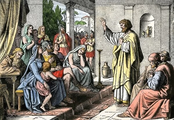 Peter preaching in the house of Cornelius