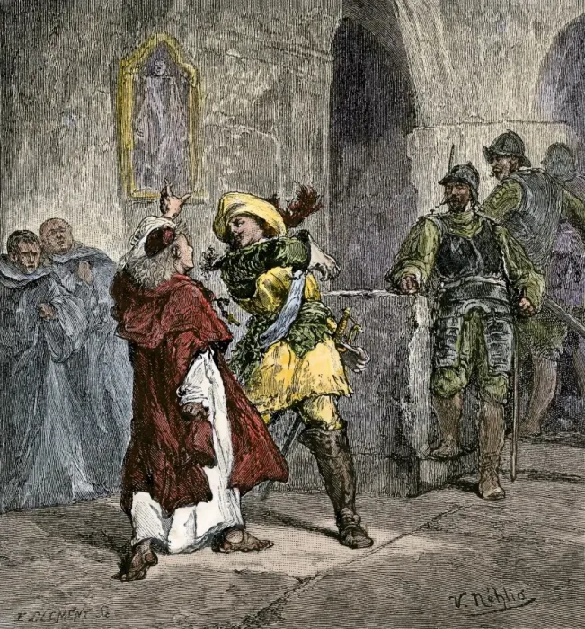 Framed Print : Peter striking a priest in a monastery Framed Print : Peter striking a priest in a monastery