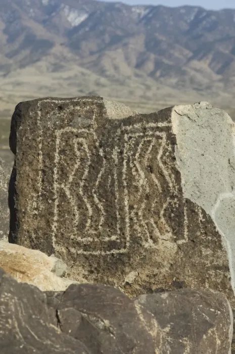 Framed Print : Petroglyphs of the Jornada-Mogollon culture, NM