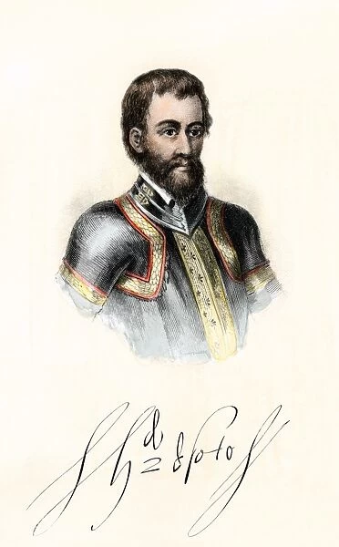 PEXP2A-00002. Spanish explorer Hernando de Soto, with his signature.