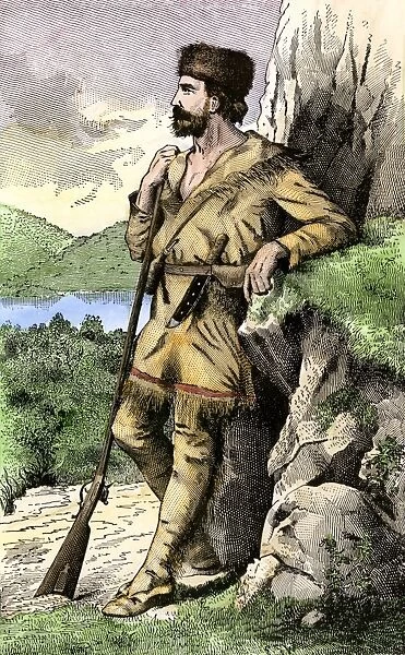 PEXP2A-00004. Daniel Boone in the Kentucky wilderness.