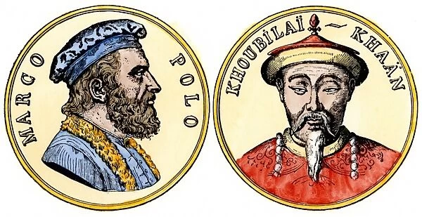 PEXP2A-00048. Medallions of Marco Polo and Kublai Khan.