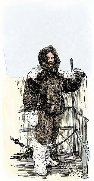 PEXP2A-00049. North Pole explorer Robert Edwin Peary in his fur suit and boots.