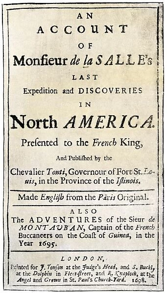 PEXP2A-00051. Title page of Henri de Tontis account of the La Salle expedition.