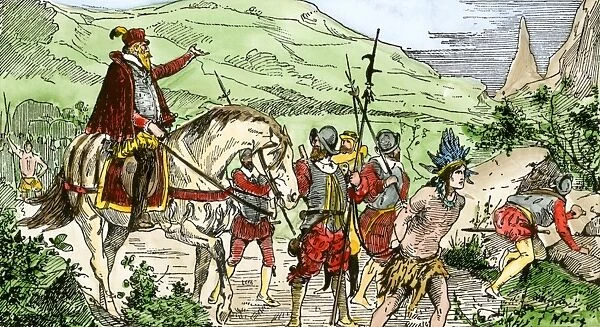 PEXP2A-00069. Nicolas de Ovandos army on Hispaniola setting out for Xaragua, 1500s.