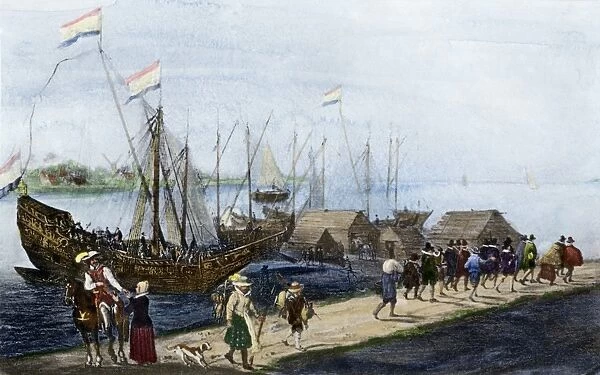 Pilgrims leaving Delfthaven, 1620