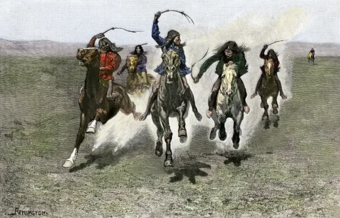 Framed Print : Plains Indians horse-racing, 1800s Framed Print : Plains Indians horse-racing, 1800s
