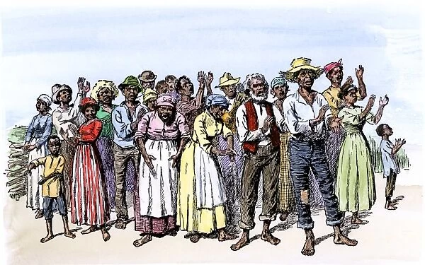 Plantation slaves singing and clapping