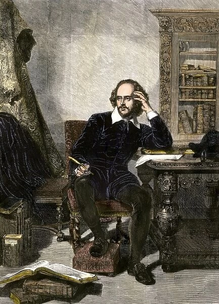 PLIT2A-00031. William Shakespeare writing in his study.