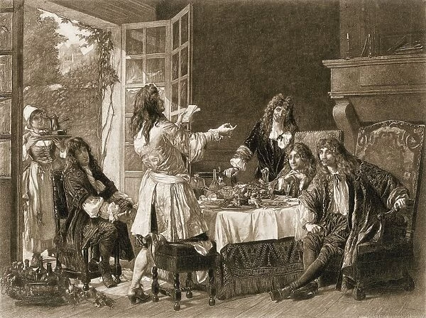 PLIT2A-00032. Dinner at the house of Moliere at Auteuil, France, 1600s.