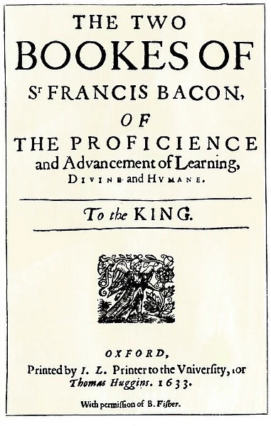 PLIT2A-00051. Title page of Francis Bacons ' Advancement of Learning, ' 1633.