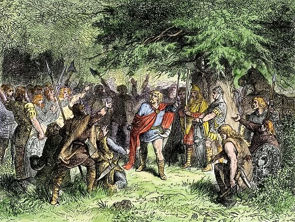 PMID2A-00004. Wittekind calls his Saxons to fight in the Rhineland against Charlemagne