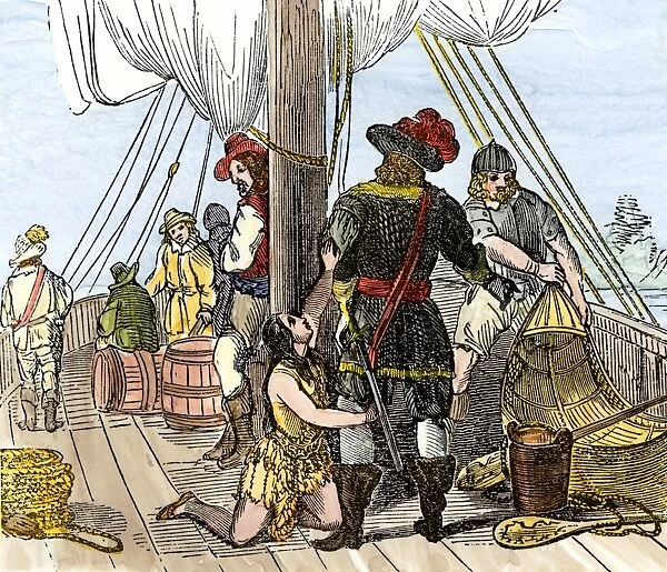 PNAT2A-00026. Pocahontas a captive aboard a Jamestown ship.
