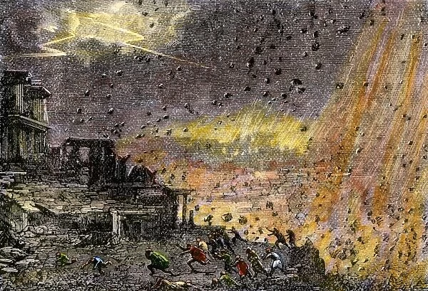 Pompeii destroyed in the eruption of Mt. Vesuvius
