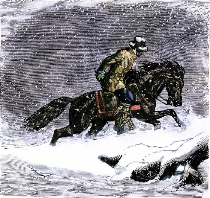 Framed Print : Pony Express rider in a snowstorm Framed Print : Pony Express rider in a snowstorm